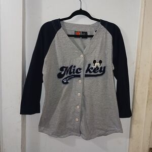 Disney Gray and Black Button Down Shirt